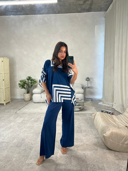 Poncho Top and Trouser Set | Electric Blue