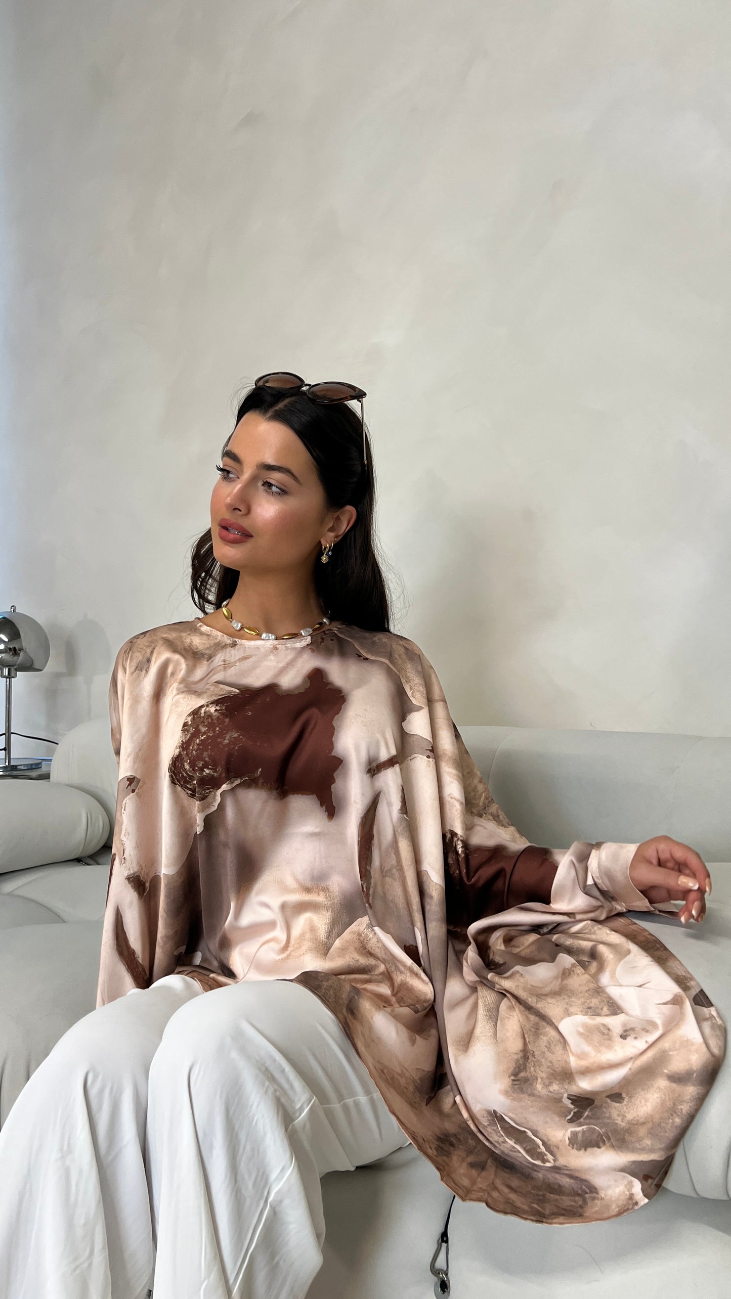 Silky Poncho and Trouser Set | Pink Amethyst