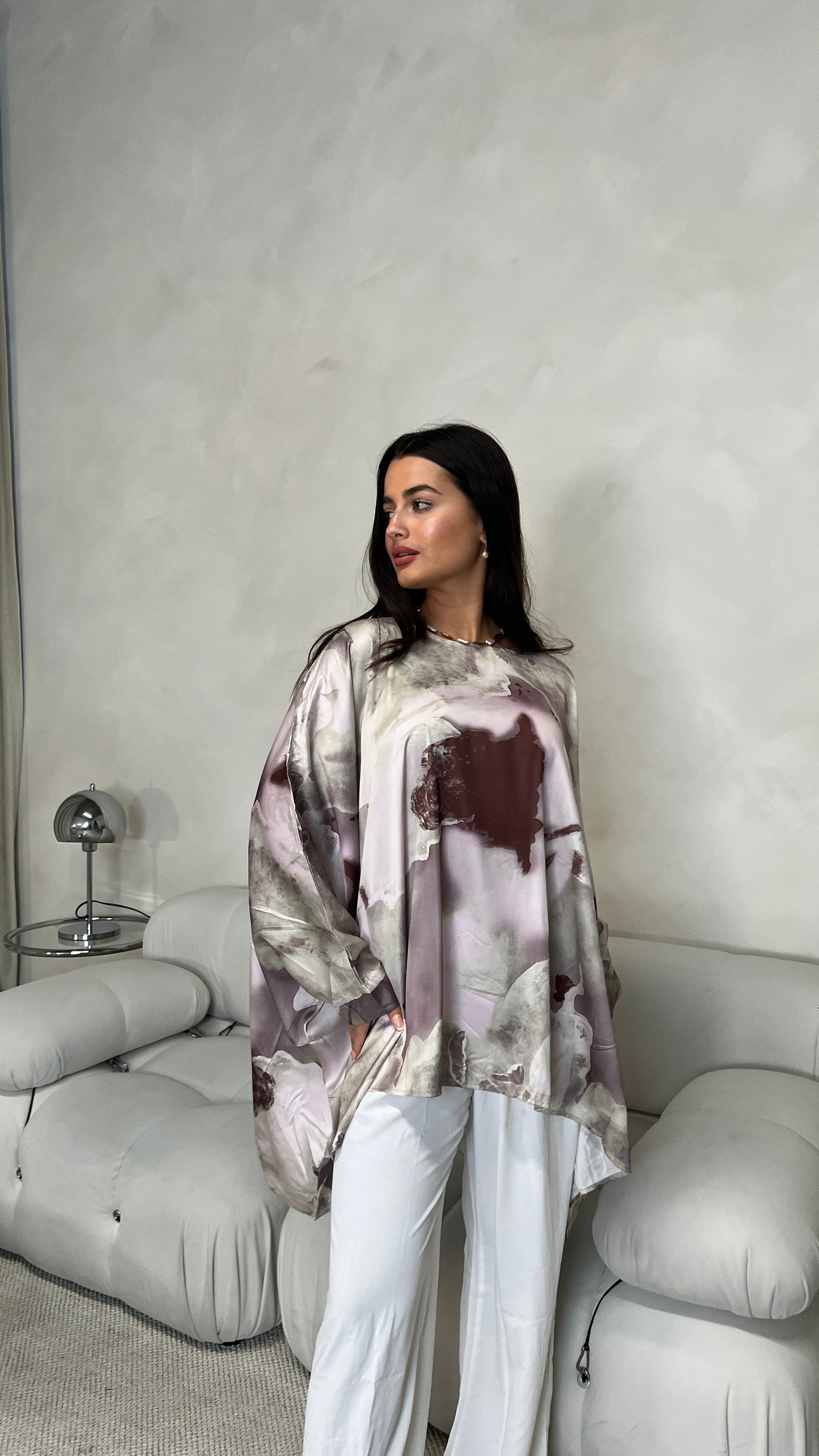 Silky Poncho and Trouser Set | Blush Pink