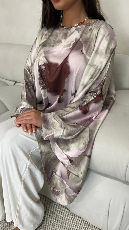 Silky Poncho and Trouser Set | Blush Pink