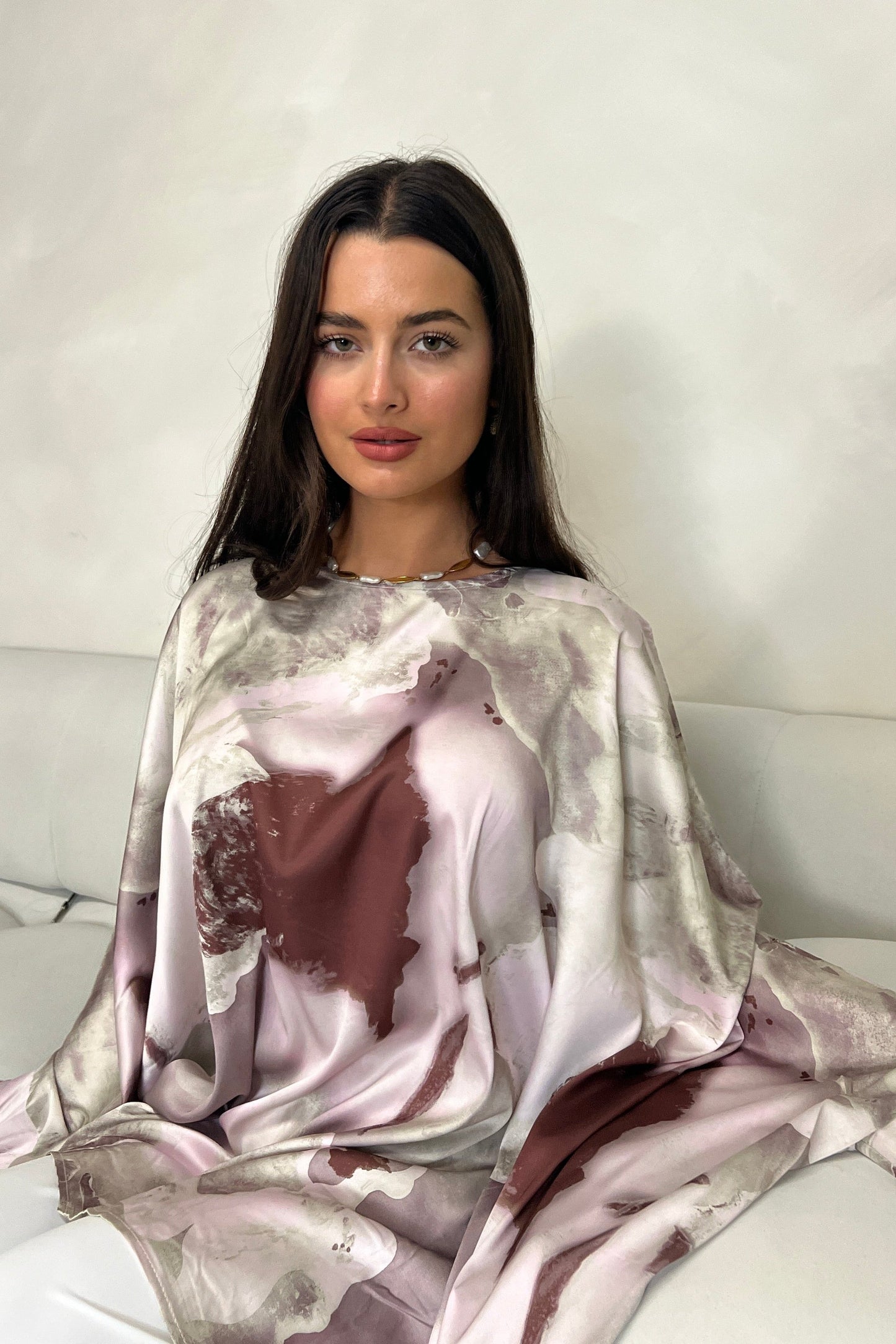 Silky Poncho and Trouser Set | Blush Pink